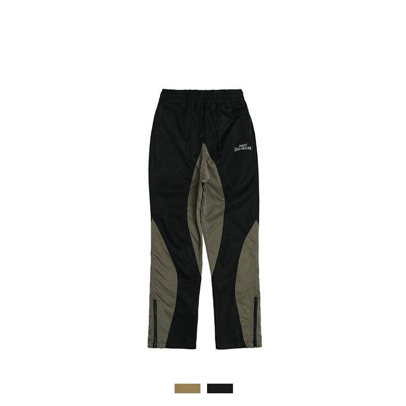 Black American High Street Alphabet Embroidered Panel Contrast Track Pants d12ae4e7-3fd4-4383-9159-a194748ac619 Print Material
