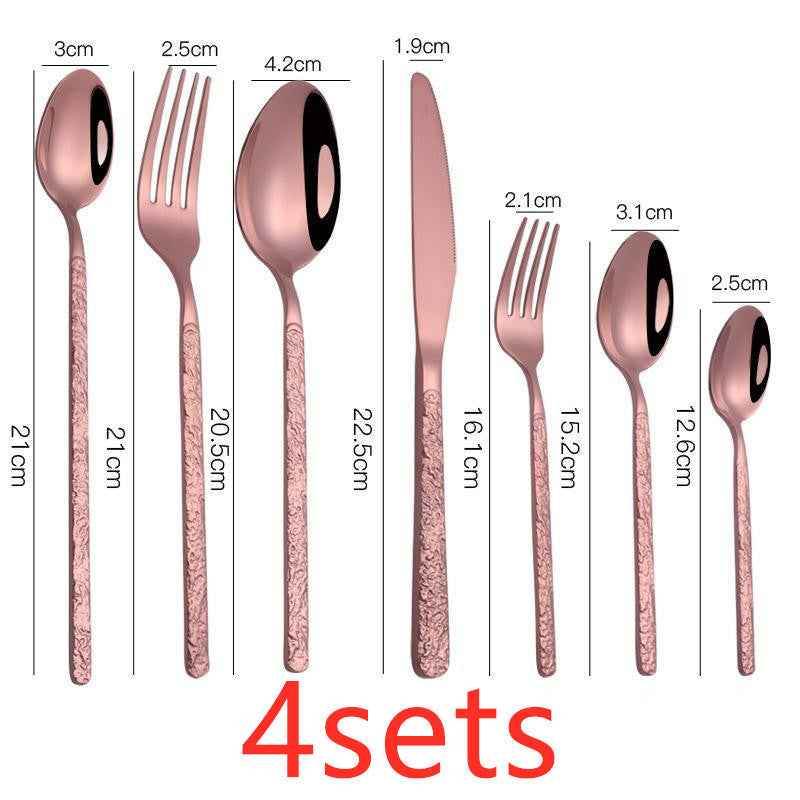 Embossed Textured Handle Steak Cutlery – Elegant Western Dining Set d1db7410-f12c-445e-a3f9-5bb6e7bfe7fb Print Material