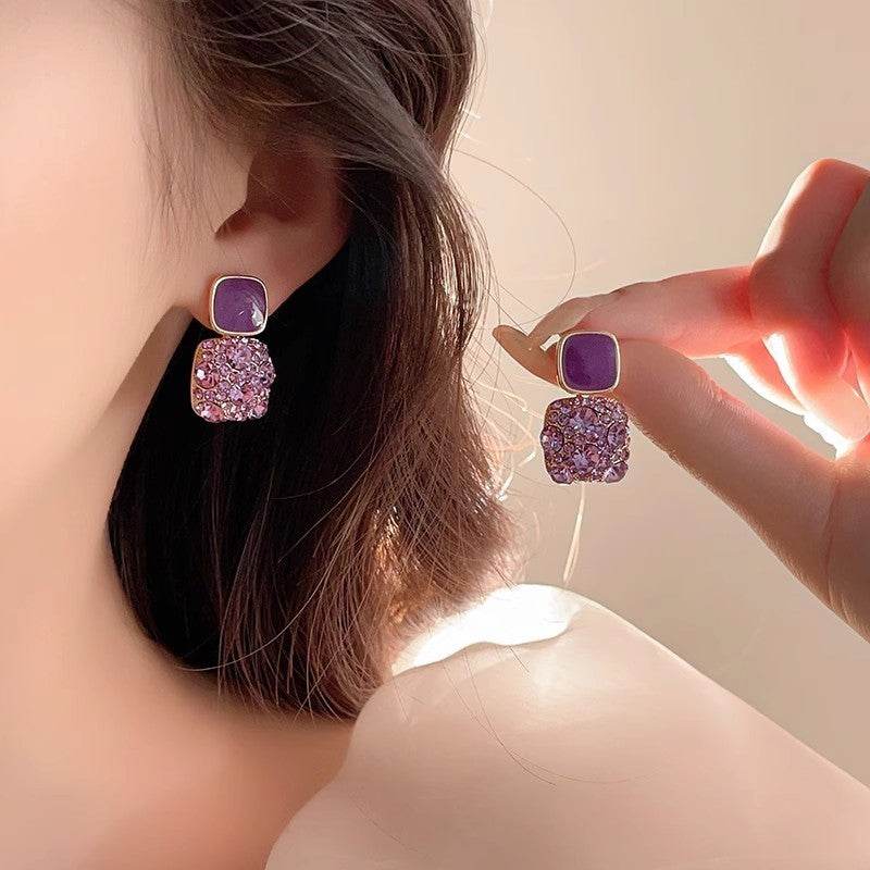 Rhinestone Cube Earrings Ins Fashion Temperament Geometric Earrings d7d819cc-2773-4d9c-a8f2-5f1a0486761c Accessories