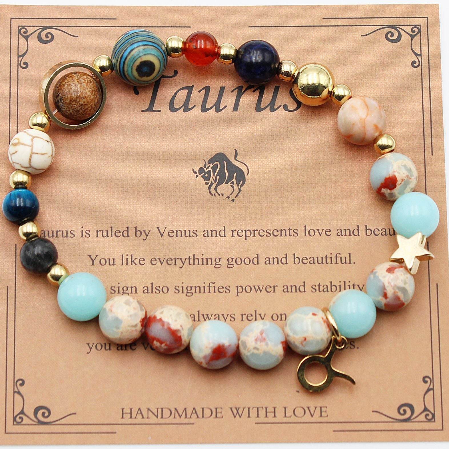 Taurur Shoushan Stone Twelve Constellations Bracelets Natural Stone Beaded Eight Planets d89f5a5c-b493-4bd6-8665-e0f29512f4fa Print Material
