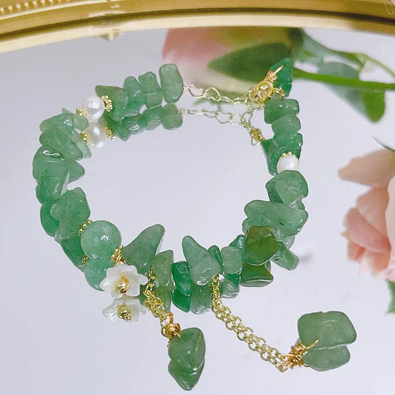 Green Crushed Stone Pearl Bracelet Shell - AVENTURINE e2387afc-0664-4f13-acb3-4ae8d2597622 Print Material