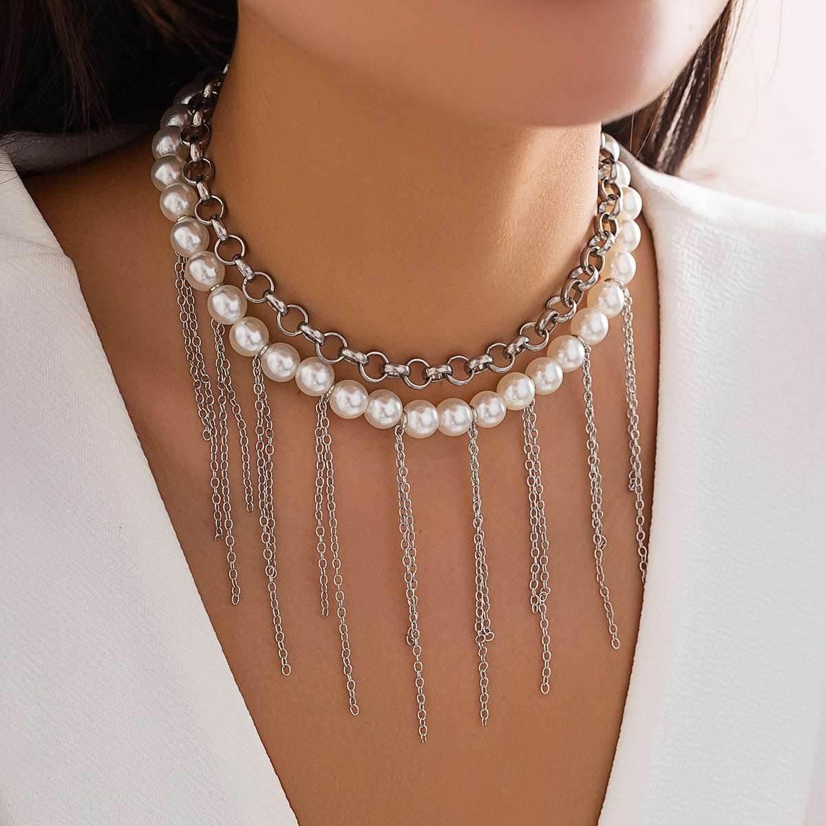 Pearl Tassel Fun Design Double-layer Retro Necklace Women's Accessories e5379608-1c7b-4aed-a3d8-f3cefe42481c-_8 Print Material