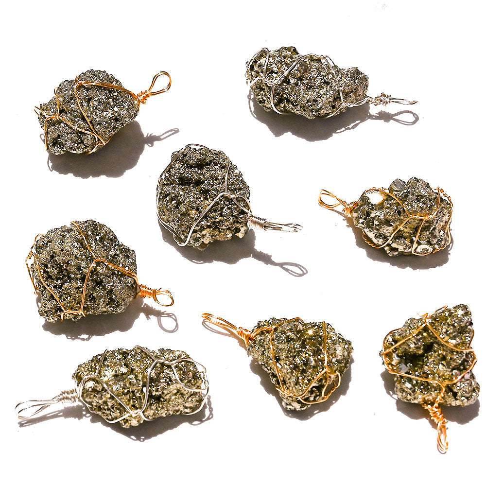 Cross-border Natural Crystal Pyrite Rough Stone Winding Pendant Copper Wire f1949ec8-c227-47f3-bb63-f865873ec48b-_3
