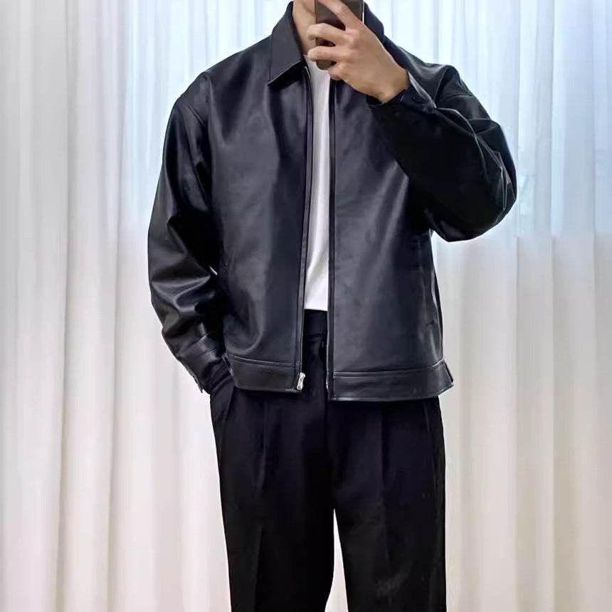 Leather Casual Baseball Uniform Motorcycle Jacket f42b2796-d4da-4e46-b05f-8d0b96f2e412