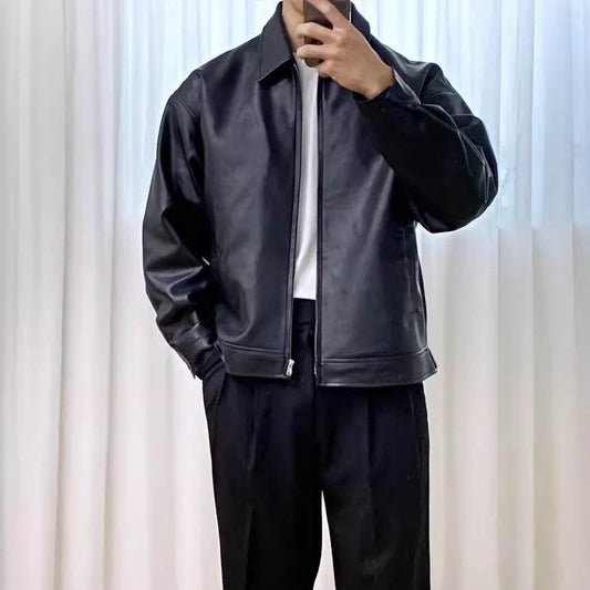 Leather Casual Baseball Uniform Motorcycle Jacket f42b2796-d4da-4e46-b05f-8d0b96f2e412