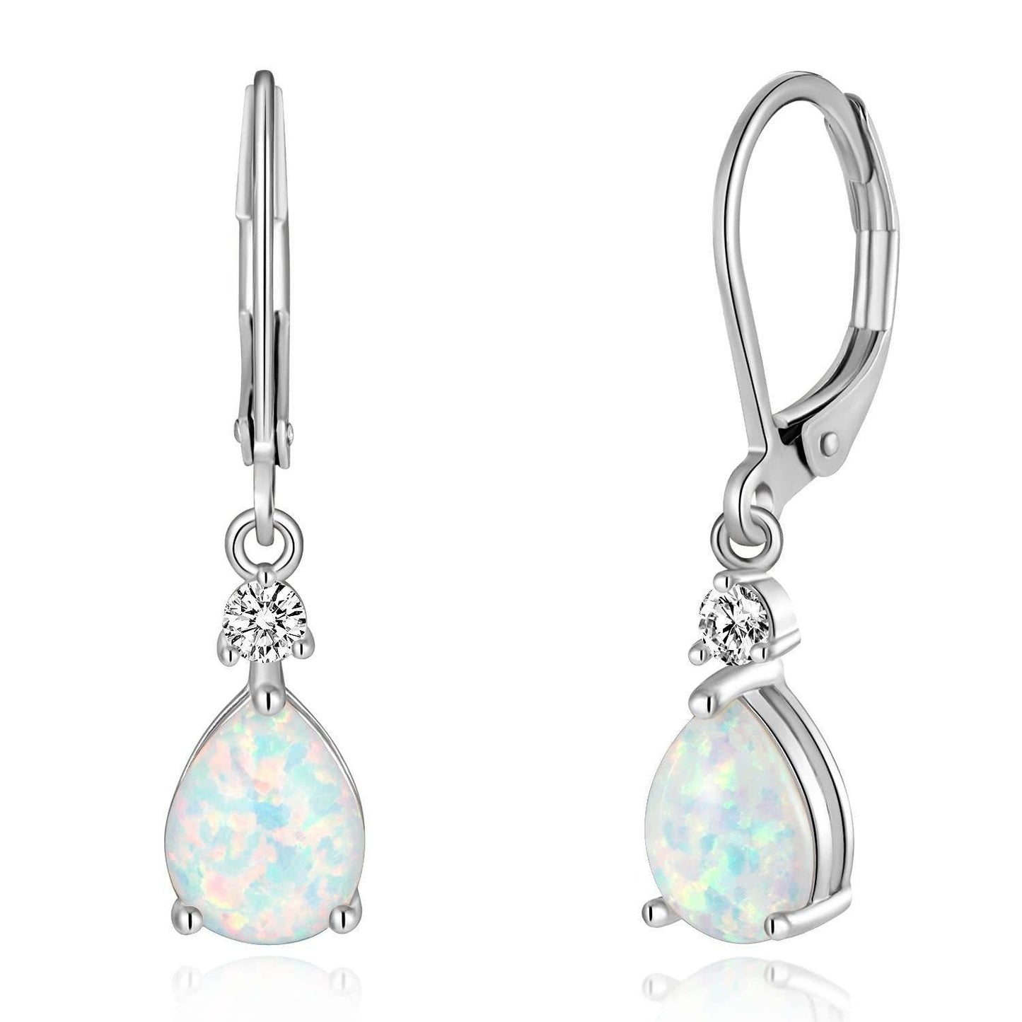 Platinum White Australia White Opal Drop Opal Earrings f97da6ef-b9d7-4269-991d-2e9b6bdcc3b6
