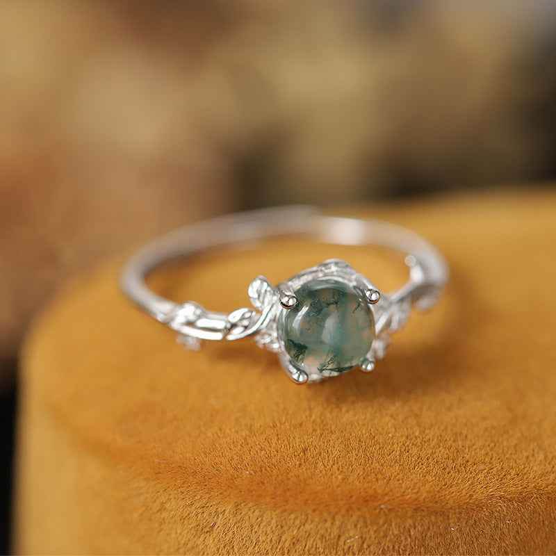 S925 Silver Green Moss Ring Water Plants Agate Stone Finger Ring facdec8e-9765-407e-9040-94263c969ab2 Print Material