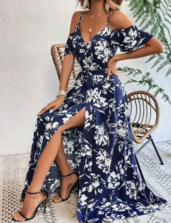 Navy Blue BOSS MANGO Boho Style Summer Dresses for Women fd4553e8-24cc-4f77-892b-2b8cdb9f221e Print Material