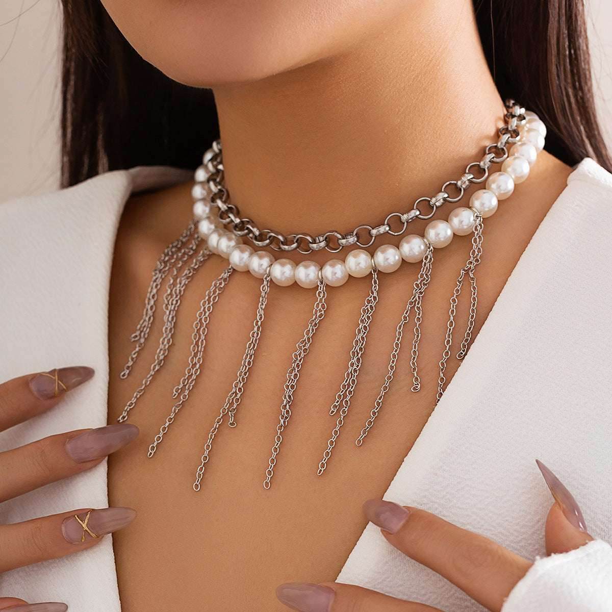 Pearl Tassel Fun Design Double-layer Retro Necklace Women's Accessories fedb8103-4242-4521-a340-75414fcabba7-_5 Print Material