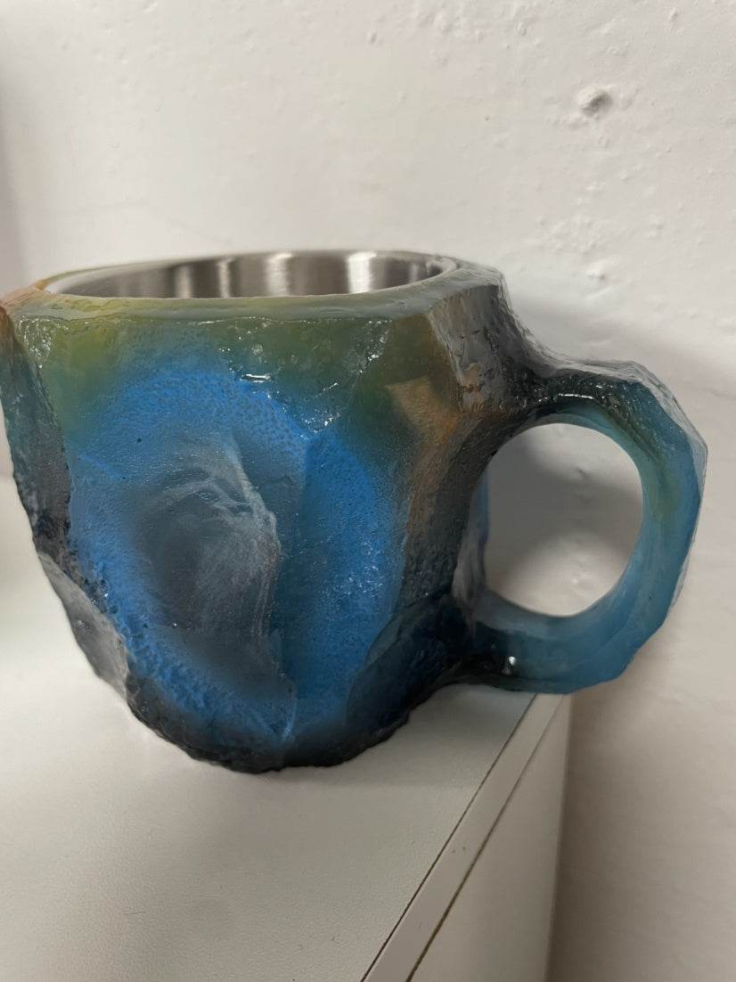 Sky Blue 10cm High Flat mouthed inner liner 400ml Resin Mineral Crystal Coffee Mugs With Handles Elegant Fake Mineral Crystal Cup For Workplace Home Decor Christmas Gift Kitchen Gadgets ff803e58-0396-4c0a-bc87-afac28bbd186 Print Material