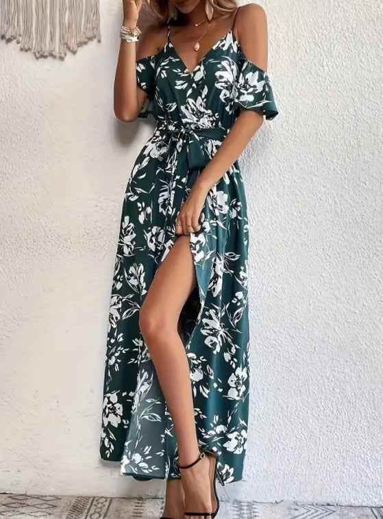 BOSS MANGO Boho Style Summer Dresses for Women ksqrf7-20-boho-style-summer-dresses-for-women-flower-print-split-suspender-dress Print Material