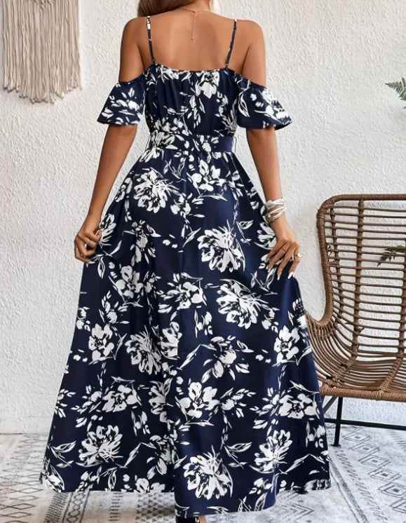 BOSS MANGO Boho Style Summer Dresses for Women ksqrf7-20-boho-style-summer-dresses-for-women-flower-print-suspender-dress-lace-up Print Material