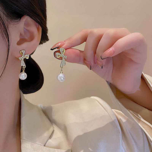 Butterfly Earrings with Diamond Anti-Tarnish ksqrf7-20-butterfly-diamond-earrings-sparkling-bow-tassel Print Material