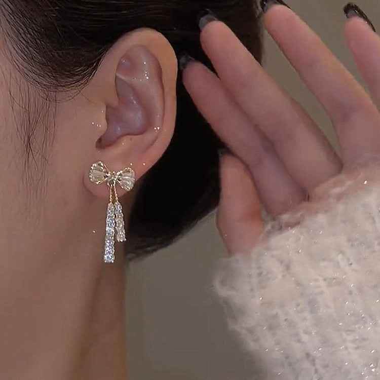 Butterfly Earrings with Diamond Anti-Tarnish ksqrf7-20-butterfly-diamond-earrings-sparkling-bow-tassels Print Material