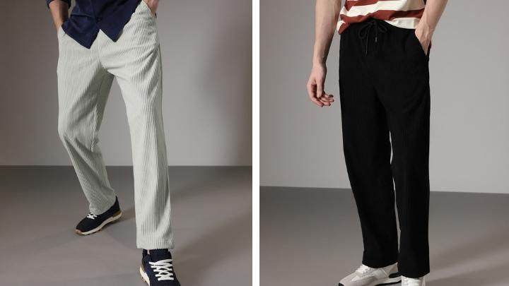 Combo of 2 Men's Caudray Fabric Stylish Pants ksqrf7-20-comfortable-mens-stylish-pants-striped-black